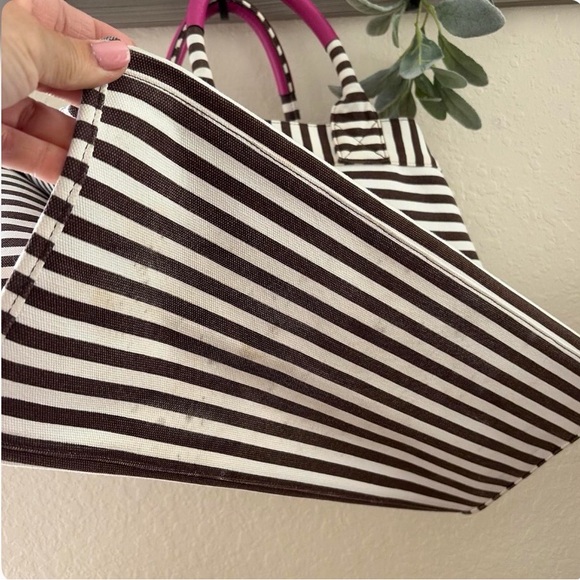 Henri Bendel Pink and Brown Striped Tote - Picture 6 of 6